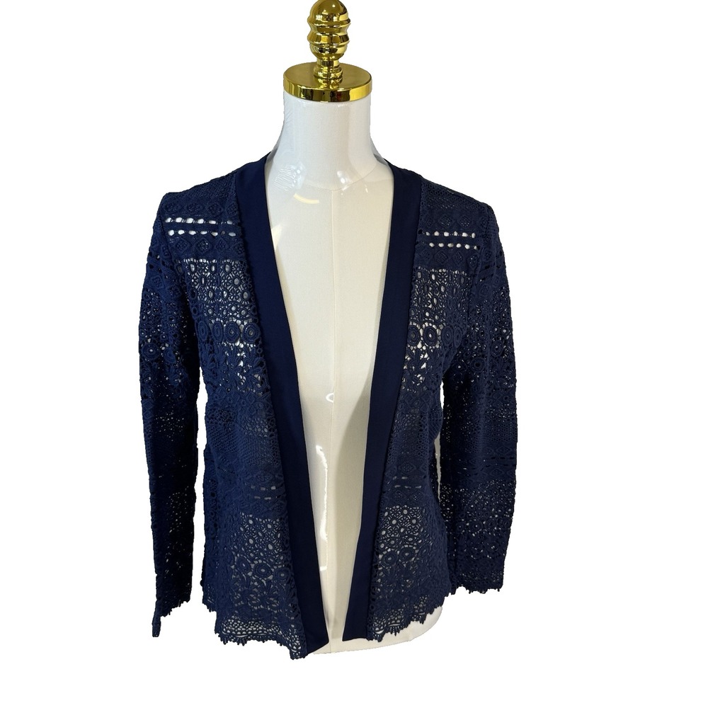 GANT Rugger Open Pointelle Crochet Cardigan Cotton UK 36/ US 6 (S) Preppy‎ Y2K